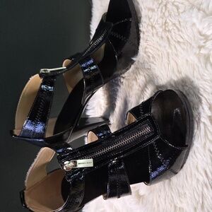 Michael Kors Black Patent Heels with Zipper